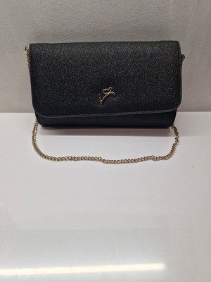 Veta evening shoulder bag like new, black with gold chain and glitter effect