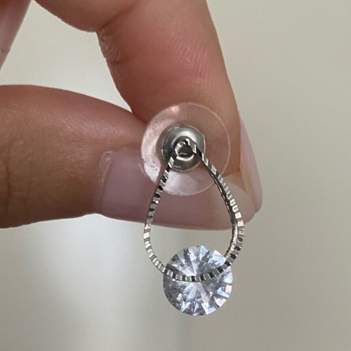 Floating Crystal Teardrop Earrings Asos like new, silver-toned