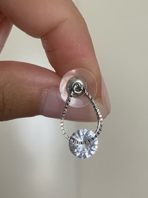 Floating Crystal Teardrop Earrings Asos like new, silver-toned
