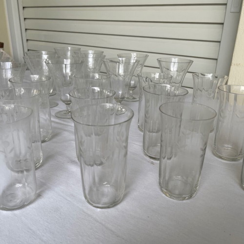 Set of 24 Crystal Art Deco Antique Glasses used