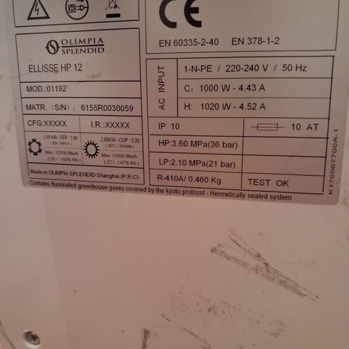 Olimpia Splendid Ellisse 12 HP portable air conditioner used