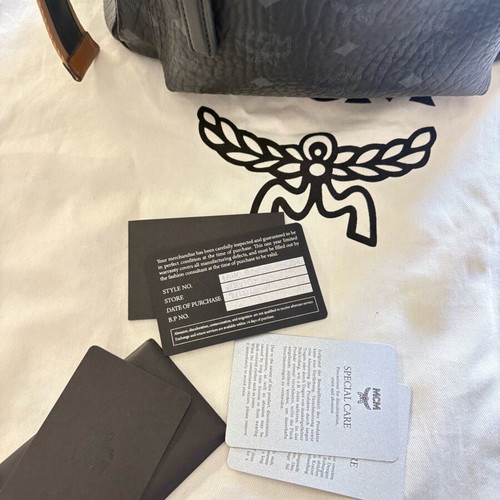 MCM backpack used, black and beige