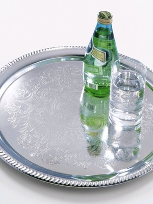 Aluminum serving tray new with vintage designs 35cm