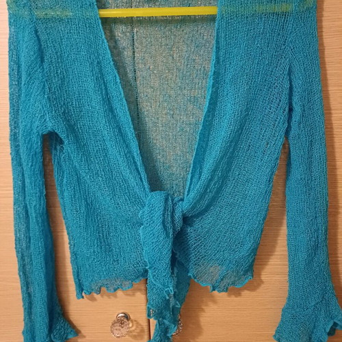 Knitted cardigan like new, turquoise