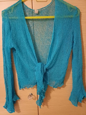 Knitted cardigan like new, turquoise
