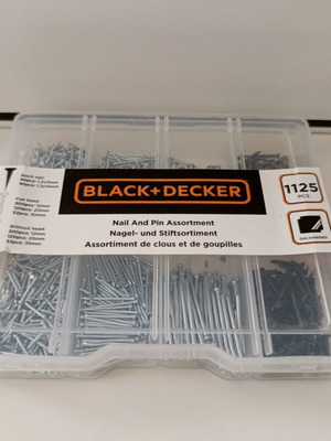 Black+Decker Nail and Pin Assortment, 1125 pcs