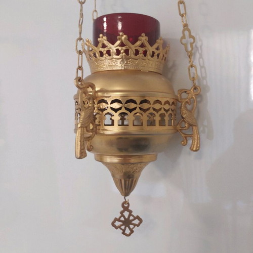 Silver-plated lamp used like new with 50 cm chain and 22 cm lamp hooks