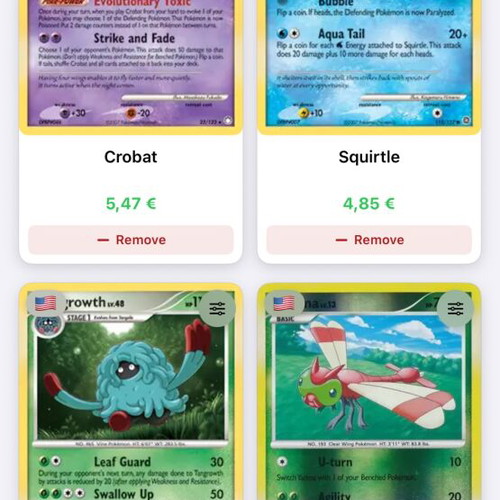 Pokemon cards used, set of 4 collectible cards