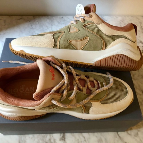 Hogan H597 sneakers new, size 39, beige and green