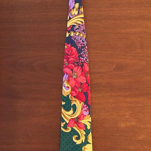 Kenzo vintage silk tie with baroque floral pattern, like new