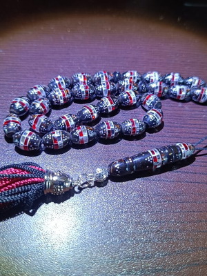 Handmade Komboloi from Yusuri with Silver and Zircon, 33 Beads, New