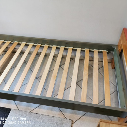Bed made of solid pine wood used