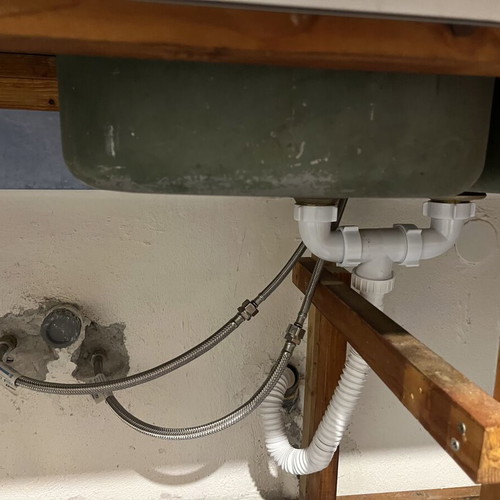 Stainless steel double kitchen sink 1.20x0.50 with faucet and drainage parts