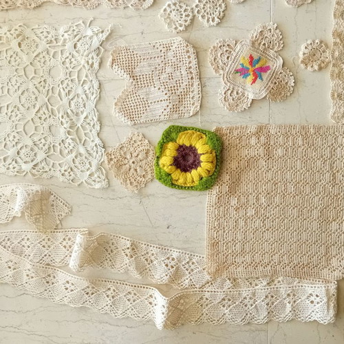 Grandma's vintage crochet handiwork from chest