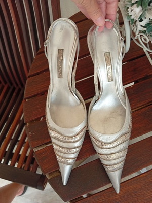 Gianna Kazakou leather heels size 41 silver like new