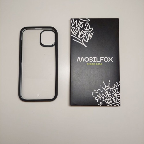Mobilfox case for iPhone 13 new with transparent back and black frame