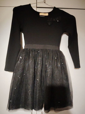 Orchestra long-sleeve dress 6 years new, black with sequins