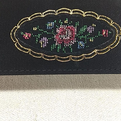 Vintage pocket mirror with embroidered floral case, like new