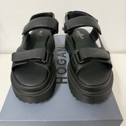 Hogan platform sandals new, black with chunky lug sole