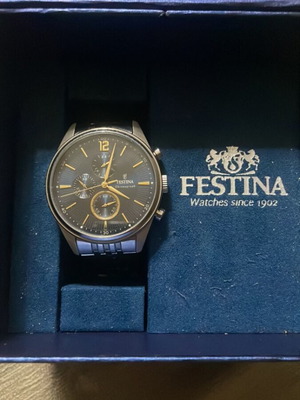 Festina watch 43mm used, black and blue