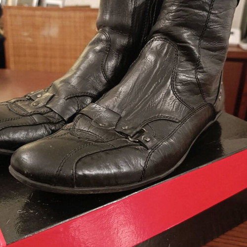 Gianna Kazakou men's leather ankle boots used, size 45, black