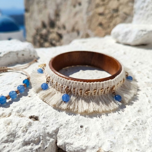 Set of 2 bracelets with blue nephrite and hematite, new