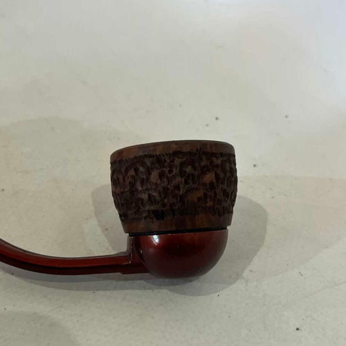 Falcom vintage tobacco pipe used, curved base AN5, carved design 3.5x15