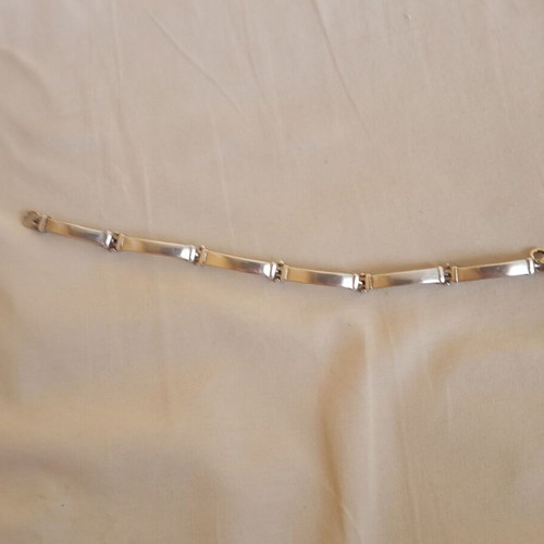Silver 925 bracelet split type with six linked flat pieces