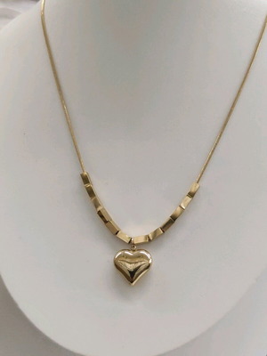 Κολιέ από ατσάλι με καρδιά χρυσό νέο