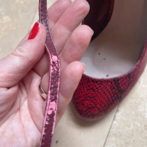 Mary Jane red snake print leather heels like new, size 37