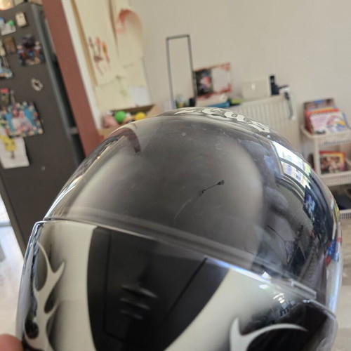 Zeus Full-Face Helmet with Custom Skull Tribal Graphics used