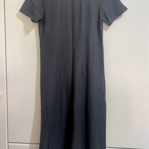 Pull & Bear midi anthracite dress with buttons and V neckline