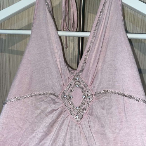Halter top pink used with shiny details size M