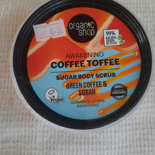 Organic Shop Basic Coffee Toffee Body Scrub with Green Coffee Oil & Sugar, 250ml
