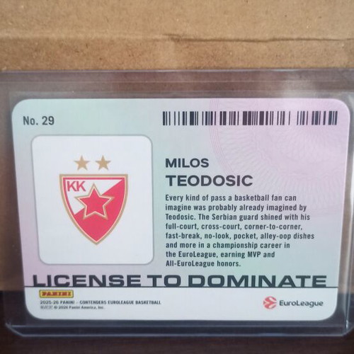 Milos Teodosic License to Dominate card like new