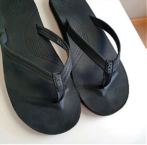 Ugg Australia leather flip flop sandals μαύρα δερμάτινα σανδάλια