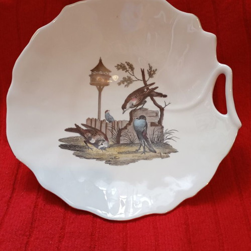 Limoges Deshoulieres porcelain serving plate used, 23 cm