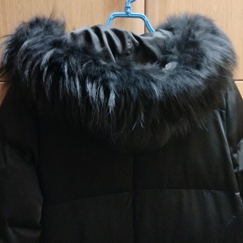 Sweewe Long Women's Jacket with Detachable Fur Hood like new, black, size L
