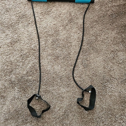 Liveup Exercise Bar used with Rubber Bands