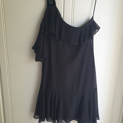 Zara medium black dress like new with velvet one shoulder and crystals