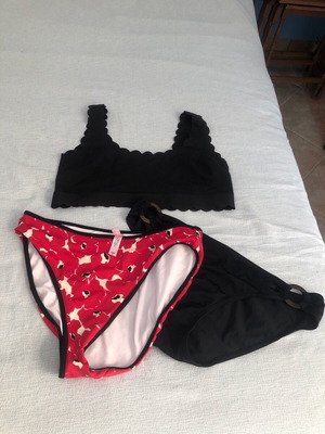 Victoria's Secret swimwear used, 2 slip bottoms and medium top