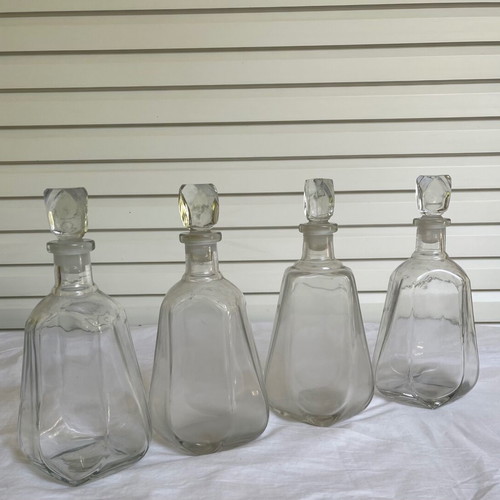 Antique glass bottles used, set of 4 pieces