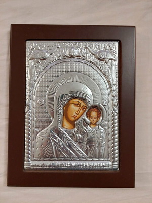 Silver icon 950° in wooden frame 23.5×18.5, like new