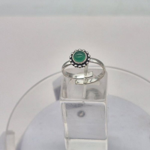 Green Aventurine Crystal Silver Plated Adjustable Ring