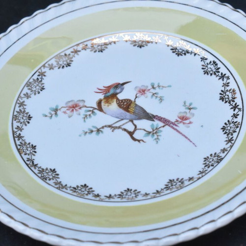 Keramikos porcelain plates set of 5 used with bird and gold details