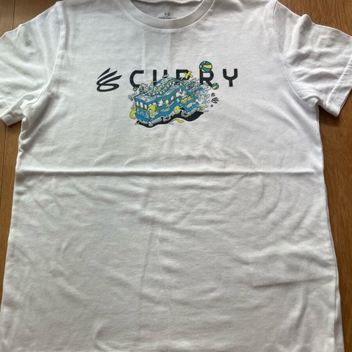 Under Armour S Curry T-shirt like new, white and blue, size 146-152 cm