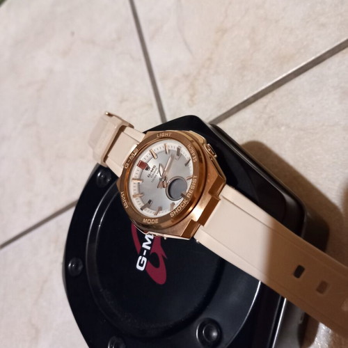 Casio women's watch new, beige and gold, solar powered with satellite sync