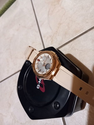 Casio women's watch new, beige and gold, solar powered with satellite sync