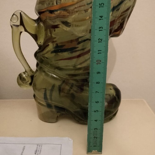 Murano boot-shaped pitcher like new, hand-blown glass vintage piece