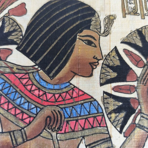 Authentic Egyptian papyrus with gold frame